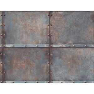 טפט קיר ברזל "ראסטיק" - נחושת וכחול