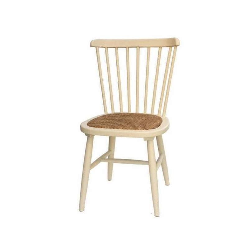 כסא ראטן עץ פסים - שמנת