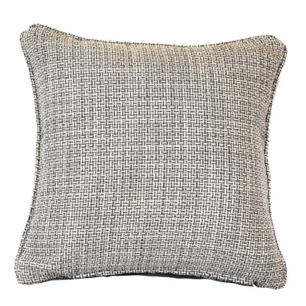 כרית נוי מעוצבת בצבעים אפור ושחור, מתאימה לספות וכורסאות בסלון.