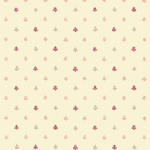 טפט מעוצב בגוון בהיר עם דוגמת פרחים קטנים בצבעים של אדום, ורוד וחום.