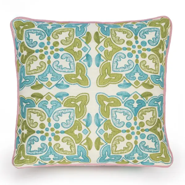 כרית נוי לסלון רקומה מבד כותנה