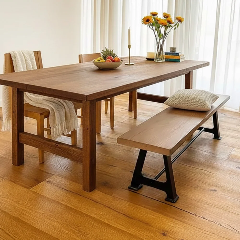 ספסל עץ לשולחן אוכל ליסבון